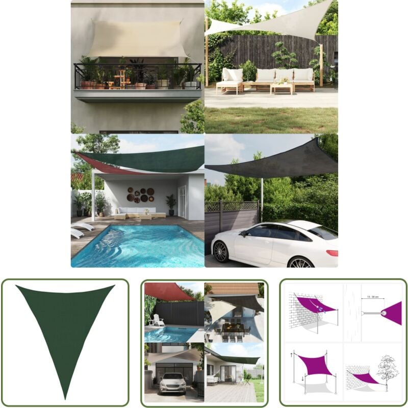 The Living Store - Voile d'ombrage 160 g/m² Vert foncé 4x5x5 m pehd - Parasol - Voile D'ombrage - Parasol Vert - Parasol Extérieur - Parasol