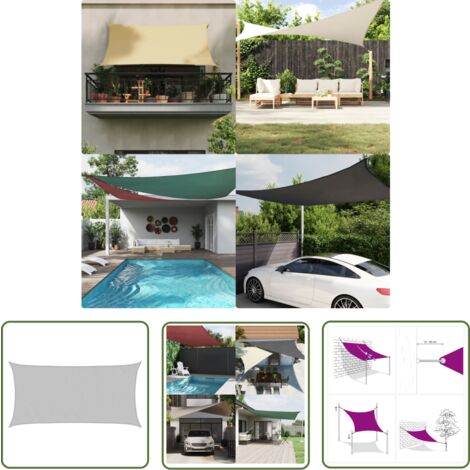 The Living Store Voile d'ombrage gris clair 4x2 m 100% polyester oxford - Voile D'ombrage - Parasol - Protection Solaire - Ombrage Extérieur - Jardin