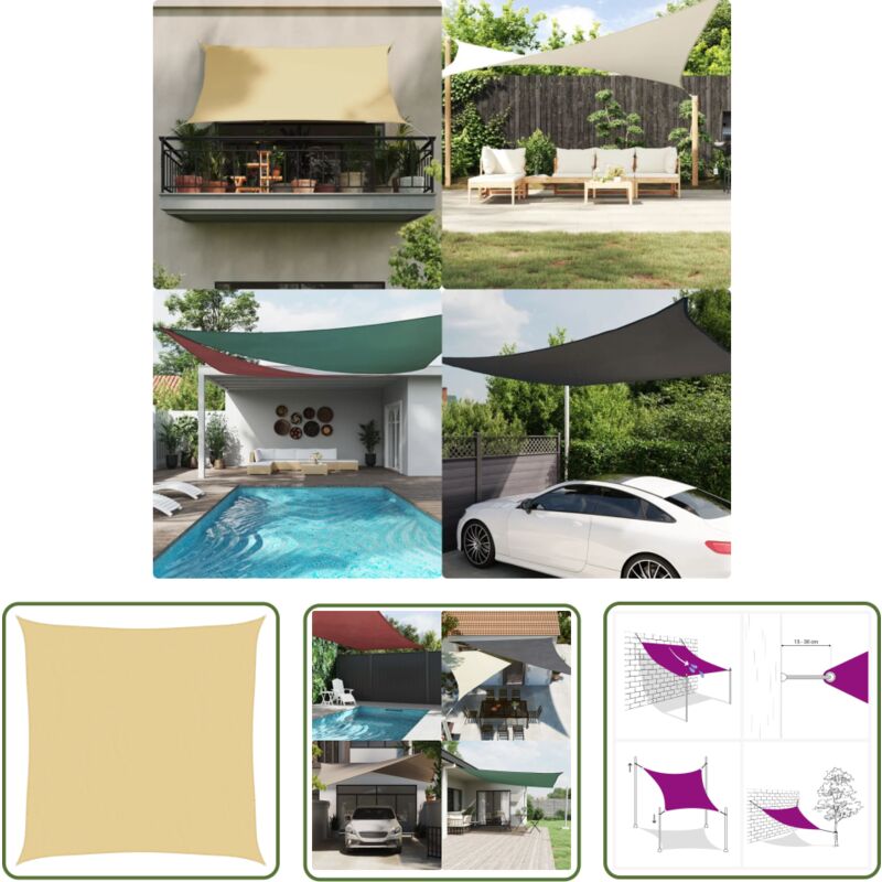 The Living Store - Voile d'ombrage sable 2x2 m 100 % polyester oxford - Voile D'ombrage - Parasol - Ombrage - Protection Solaire - Abri Extérieur