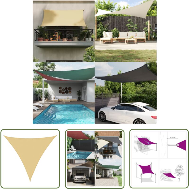 The Living Store - Voile d'ombrage sable 3,6x3,6x3,6 m 100 % polyester oxford - Voile D'ombrage - Parasol - Abri Solaire - Protection Solaire