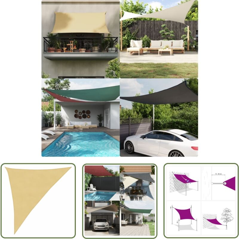 The Living Store - Voile d'ombrage sable 3x4x5 m 100 % polyester oxford - Voile D'ombrage - Parasol - Protection Solaire - Abri Extérieur - Jardin