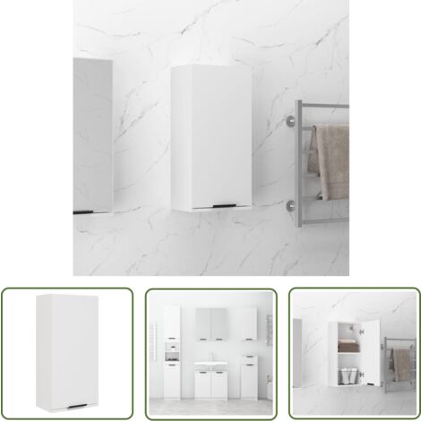 The Living Store Wand-Badschrank Weiß 32x20x67 cm - Badezimmermöbel - Wanderschrank - Badschrank - Spiegelschrank - Weißer Badschrank