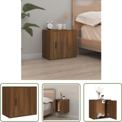 The Living Store Wand-Nachttisch Braun Eichen-Optik 50x30x47 cm - Wand-Nachttisch - Nachttisch - Holzwerkstoff - Eiche Optik - Wohnzimmer