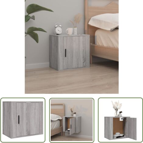 The Living Store Wand-Nachttisch Grau Sonoma 50x30x47 cm - Wand-Nachttisch - Nachttisch Grau - Holzwerkstoff Möbel - Wohnzimmer Dekoration - Regal Wandhängend
