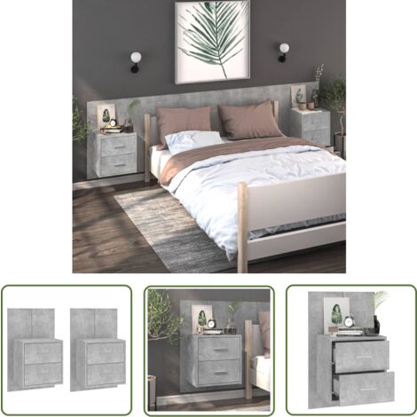 The Living Store Wand-Nachttische 2 Stk. Betongrau - Wandregal - Beton Grau - Nachtschränkchen - Wohnzimmer Dekoration - Regal Zum Befestigen