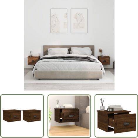 The Living Store Wand-Nachttische 2 Stk. Braun Eichen-Optik 41,5x36x28 cm - Wand-Nachttisch - Holzwerkstoff Möbel - Eiche Optik - Wohnzimmer Dekoration - Schlafzimmereinrichtung