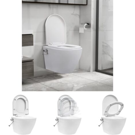 The Living Store Wand-WC ohne Spülrand mit Bidet-Funktion Keramik Weiß -  Toiletten