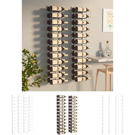 The Living Store Wand-Weinregal für 24 Flaschen 2 Stk. Weiß Eisen -  Weinregale