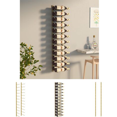 The Living Store Wand-Weinregal für 24 Flaschen Golden Eisen - Weinregale