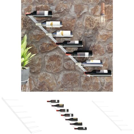 The Living Store Wand-Weinregal für 7 Flaschen Weiß Metall -  Weinregale