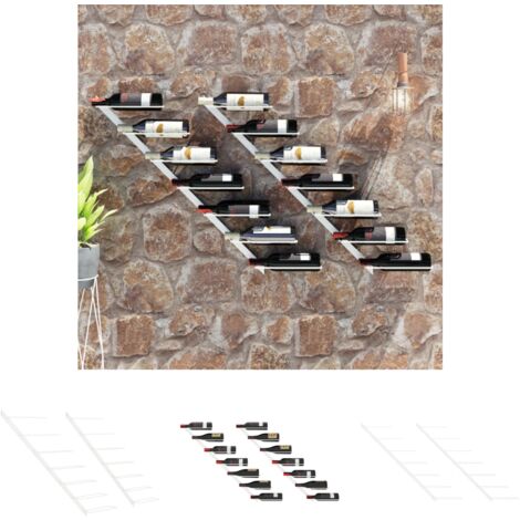 The Living Store Wand-Weinregale für 7 Flaschen 2 Stk. Weiß Metall -  Weinregale