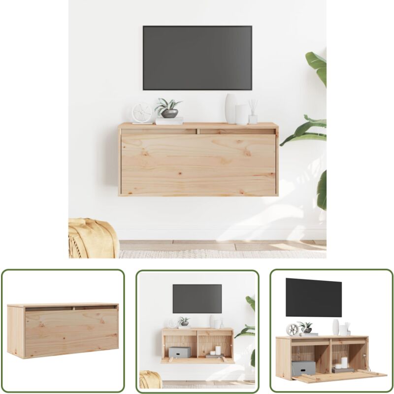 Armoire murale 80x30x35 cm Bois de pin massif - Armoire Murale - Bibliothèque Murale - Rangement Mural - Meuble Tv Mural - Meuble Suspendu - The