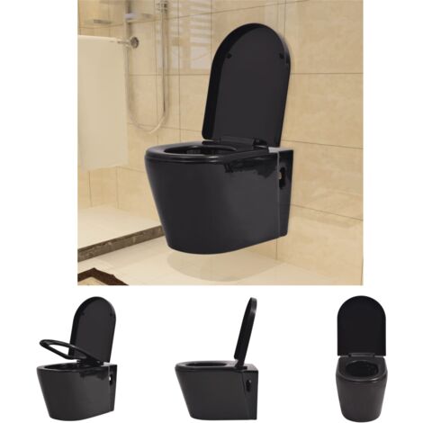 The Living Store Wandmontierte Toilette Keramik Schwarz - Toiletten