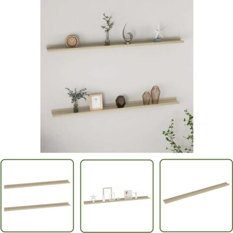 The Living Store Wandregale 2 Stk. Sonoma-Eiche 115x9x3 cm - Wandregal - Regal - Holzregal - Schlafzimmer Möbel - Wohnzimmer Möbel