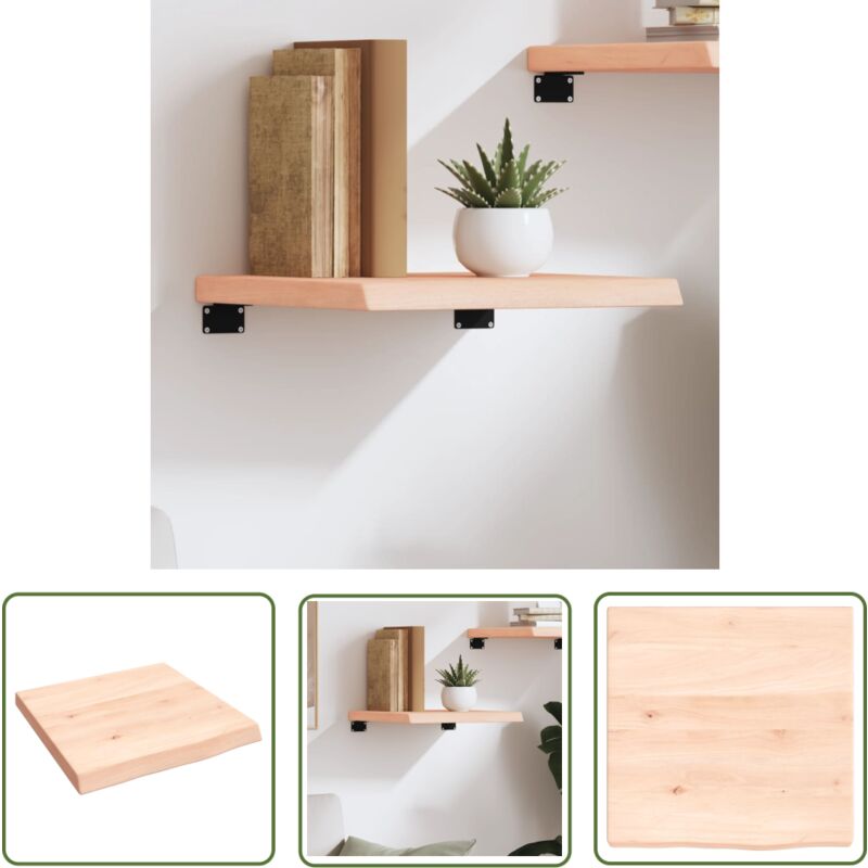 The Living Store Étagère murale 40x40x(2-4)cm bois de chêne massif non traité - Étagère Murale - Étagère Rustique - Étagère En Bois - Étagère Chêne