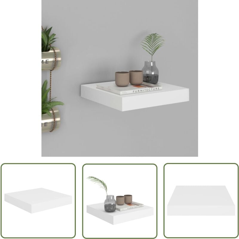 The Living Store - tagère flottante murale blanc 23x23,5x3,8 cm mdf - Étagère Murale - Étagère Flottante - Décoration Murale - Rangement Mural