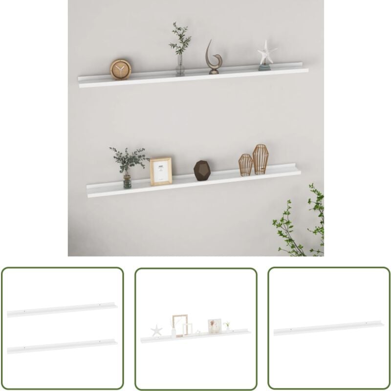 The Living Store - tagères murales 2 pcs Blanc 115x9x3 cm - Étagères Murales - Étagères Déco - Rangement Mural - Décoration Murale - Meubles Blancs
