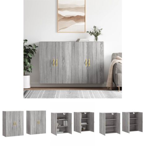 The Living Store Wandschränke 2 Stk. Grau Sonoma 69,5x34x90 cm - Sideboards