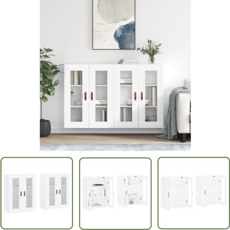 The Living Store Wandschränke 2 Stk. Weiß Holzwerkstoff - Hängeschrank - Sideboard - Wohnzimmer Dekoration - Regal - Möbel