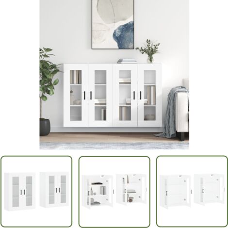 The Living Store Wandschränke 2 Stk. Weiß Holzwerkstoff - Hängeschrank - Sideboard - Wohnzimmer Dekoration - Regal - Wandregal