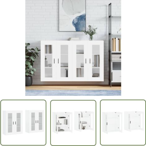 The Living Store Wandschränke 2 Stk. Weiß Holzwerkstoff - Hängeschrank - Sideboard - Wohnzimmer Dekoration - Regal - Wandregal