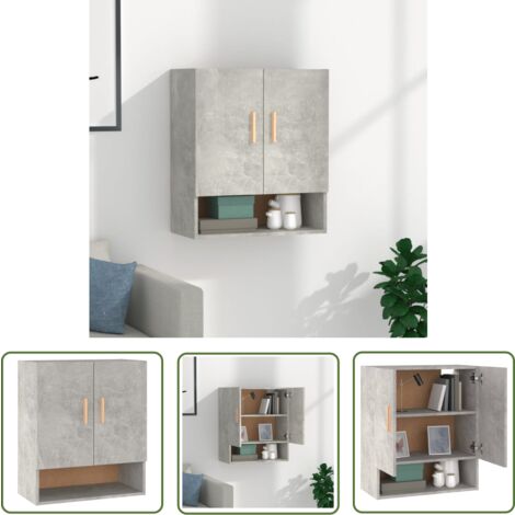 The Living Store Wandschrank Betongrau 60x31x70 cm Holzwerkstoff - Wandregal - Aufbewahrungsregale - Regal Grau - Schmaler Schrank - Platzsparender Schrank
