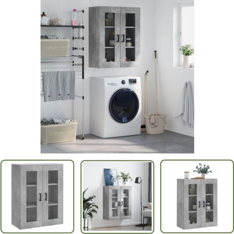 The Living Store Wandschrank Betongrau 69,5x34x90 cm - Hängeschrank - Sideboard - Regal - Aufbewahrung - Möbel