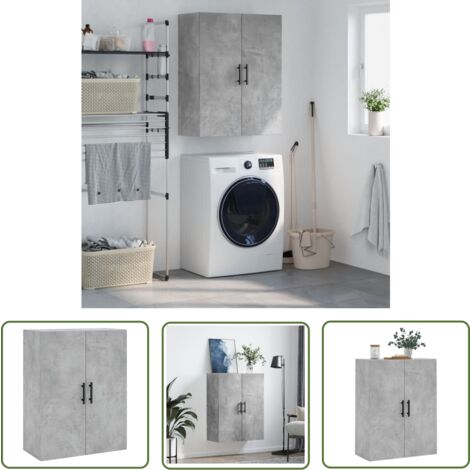 The Living Store Wandschrank Betongrau 69,5x34x90 cm - Hängeschrank - Wandschrank - Sideboard - Regal - Aufbewahrung