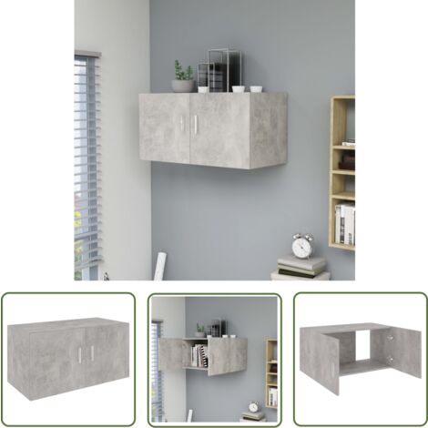 The Living Store Wandschrank Betongrau 80 x 39 x 40 cm Holzwerkstoff - Wandschrank - Regal - Holzwerkstoff - Betongrau - Wandmontage