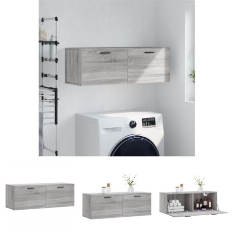 The Living Store - Wandschrank Grau Sonoma 100x36,5x35 cm Holzwerkstoff