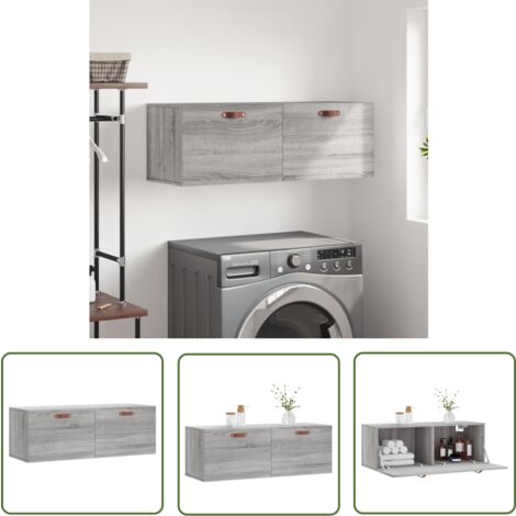 The Living Store Wandschrank Grau Sonoma 100x36,5x35 cm Holzwerkstoff - Hängeschrank - Wandschrank - Regal - Wohnzimmermöbel - Schlafzimmermöbel