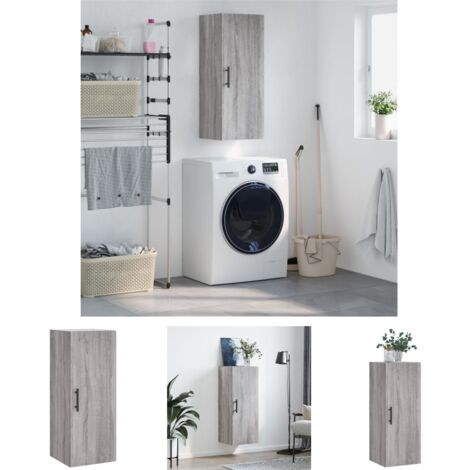 The Living Store Wandschrank Grau Sonoma 34,5x34x90 cm - Sideboards