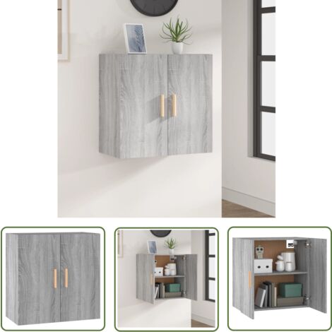 The Living Store Wandschrank Grau Sonoma 60x30x60 cm Holzwerkstoff - Wandregal - Aufbewahrungsregale - Regal Grau - Schmaler Schrank - Platzsparender Schrank