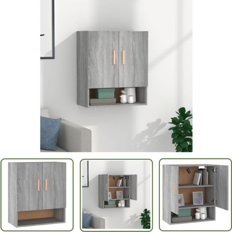 The Living Store Wandschrank Grau Sonoma 60x31x70 cm Holzwerkstoff - Wandregal - Aufbewahrungsregale - Regal Grau - Schmaler Schrank - Platzsparender Schrank