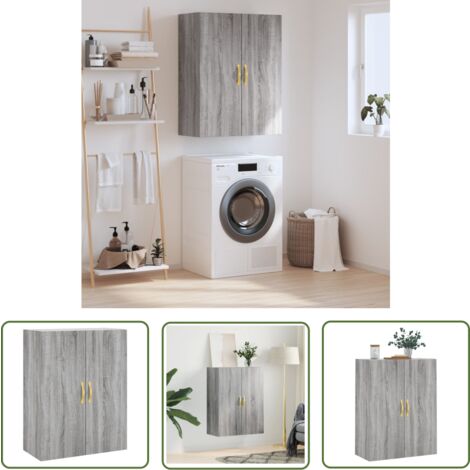 The Living Store Wandschrank Grau Sonoma 69,5x34x90 cm - Hängeschrank - Sideboard - Regal - Aufbewahrung - Grau