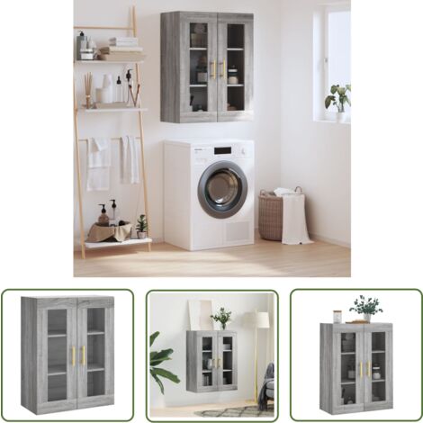 The Living Store Wandschrank Grau Sonoma 69,5x34x90 cm - Hängeschrank - Wandschrank - Regal - Aufbewahrung - Grau