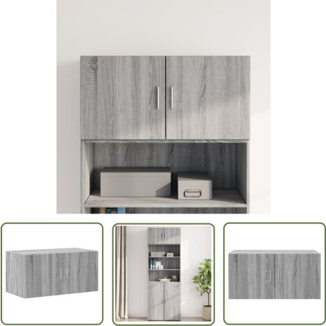 The Living Store Wandschrank Grau Sonoma 80x42,5x40 cm Holzwerkstoff - Wandregal - Regal Grau - Hängeschrank - Garderobe - Stauraum