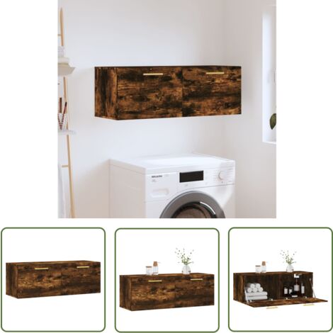 The Living Store Wandschrank Räuchereiche 100x36,5x35 cm Holzwerkstoff - Wandschrank - Regal - Aufbewahrungsraum - Wohnzimmerdeko - Schlafzimmermöbel
