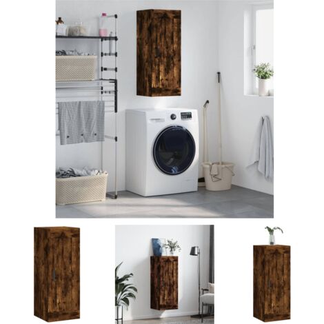 The Living Store - Wandschrank Räuchereiche 34,5x34x90 cm Holzwerkstoff
