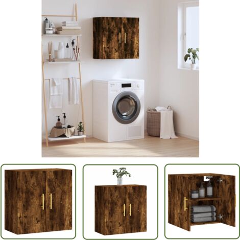 The Living Store Wandschrank Räuchereiche 60x31x60 cm Holzwerkstoff - Hängeschrank - Wandschrank - Regal - Aufbewahrungsraum - Wohnzimmermöbel