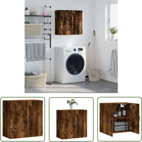 The Living Store Wandschrank Räuchereiche 60x31x60 cm Holzwerkstoff - Holzschrank - Regal - Wandregal - Aufbewahrungsraum - Wohnzimmermöbel