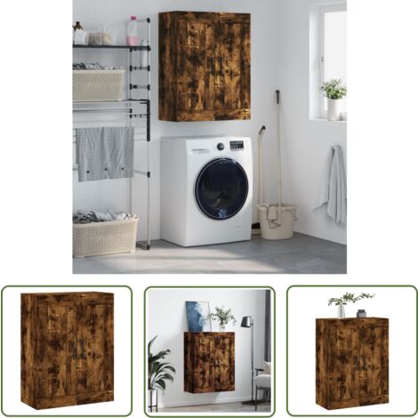 The Living Store Wandschrank Räuchereiche 69,5x34x90 cm Holzwerkstoff - Sideboard - Wandschrank - Regal - Aufbewahrung - Küchenregal