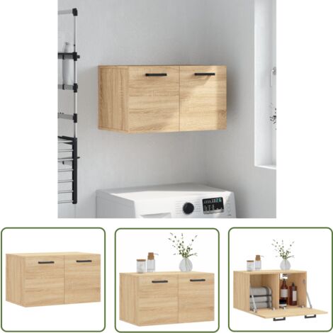 The Living Store Wandschrank Sonoma-Eiche 60x36,5x35 cm Holzwerkstoff - Hängeschrank - Wandschrank - Wohnzimmermöbel - Schlafzimmermöbel - Holzwerkstoff Möbel
