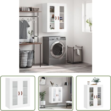The Living Store Wandschrank Weiß 69,5x34x90 cm - Hängeschrank - Wandschrank - Sideboard - Regal - Aufbewahrung