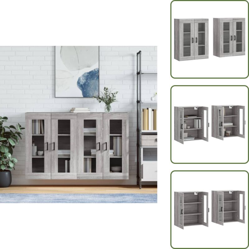 The Living Store Stauraum - Vidaxl Wandschränke 2 Stk. Grau Sonoma Holzwerkstoff - Schrank Für Wohnzimmer