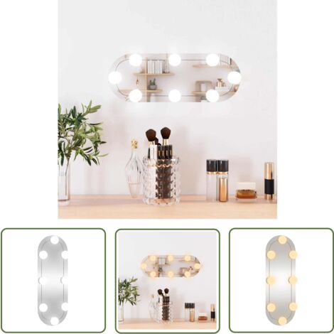 The Living Store Wandspiegel mit LED-Leuchten 15x40 cm Glas Oval - Wandspiegel - LED-Spiegel - Dekospiegel - Badspiegel - Wohnzimmerspiegel