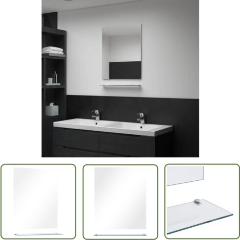 The Living Store Wandspiegel mit Regal 50×60 cm Hartglas - Wandspiegel - Spiegelschrank - Badezimmerspiegel - Wohnraumspiegel - Schlafzimmerspiegel
