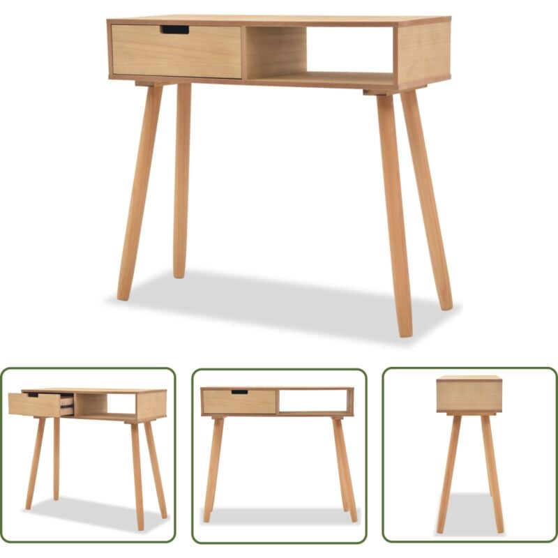 The Living Store - Table console Bois de pin massif 80 x 30 x 72 cm Marron - Table Basse - Meuble Salle Séjour - Table D'appoint - Table Console