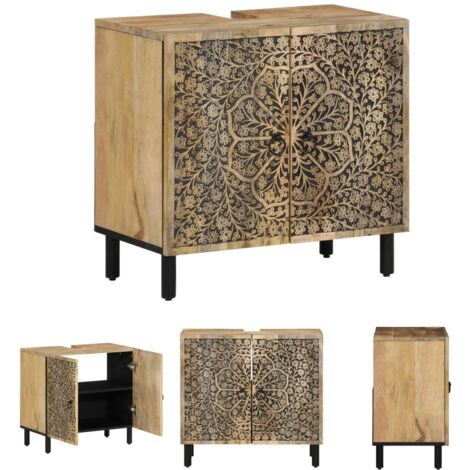 The Living Store Waschbeckenunterschrank 62x33x58 cm Massivholz Mango -  Badezimmerwaschtische
