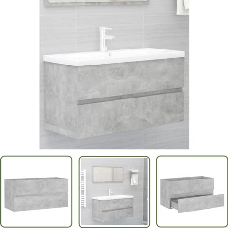 The Living Store Waschbeckenunterschrank Betongrau 90x38,5x45 cm Holzwerkstoff - Waschtischschrank - Badezimmermöbel - Betonlook - Grauer Schrank - Aufbewahrungsschrank
